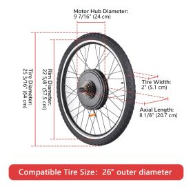 E-Bike 26 INCH Rear Wheel Conversion Kit 48V 1000W (SKU: HC108506642-01-01)