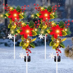 4 Pcs Solar Christmas Tree Pink, Outdoor Christmas Decorations, 80 LED Waterproof Solar Christmas Lights (Color: 4 Pack Christmas Cross)