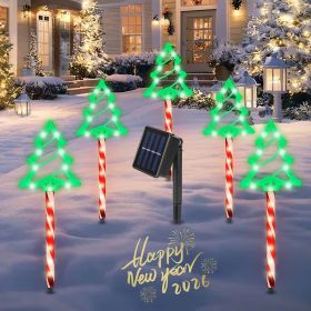 5Packs Christmas Outdoor Pathway Light With 8 Modes IP44 Waterproof Xmas Decoration Stake Light Tree Candy Light For Garden Lawn Porch Yard Driveway (Type: Tree)