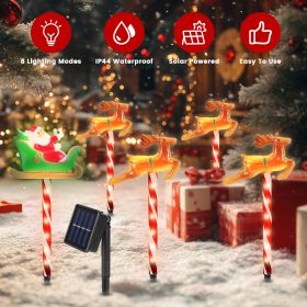 5Packs Christmas Outdoor Pathway Light With 8 Modes IP44 Waterproof Xmas Decoration Stake Light Tree Candy Light For Garden Lawn Porch Yard Driveway (Type: Deer)