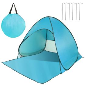Pop Up Beach Tent Sun Shade Shelter Anti-UV Automatic Waterproof Tent Canopy for 2/3 Man w/ Net Window Storage Bag for Outdoor Beach Camping Fishing P (Color: Green, size: One size)