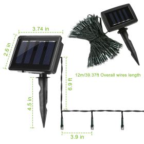 12M 100 LEDs Solar String Fairy Lights Outdoor String Lamps Garden Xmas Decor Lamp (Color: Cool White, size: One size)