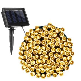 12M 100 LEDs Solar String Fairy Lights Outdoor String Lamps Garden Xmas Decor Lamp (Color: Warm White, size: One size)