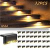 Led Solar Deck Lights 32 Pack Waterproof and Wide Use for Outdoor Stairs Step Fence Railing Yard and Patio Auto On/Off Easy Installation(Warm White)