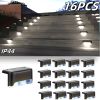 Led Solar Deck Lights 32 Pack Waterproof and Wide Use for Outdoor Stairs Step Fence Railing Yard and Patio Auto On/Off Easy Installation(Warm White)