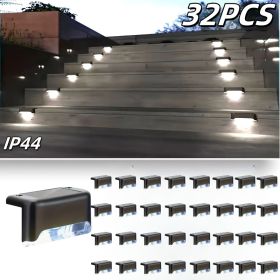 Led Solar Deck Lights 32 Pack Waterproof and Wide Use for Outdoor Stairs Step Fence Railing Yard and Patio Auto On/Off Easy Installation(Warm White) (Quantity: White light-32PCS)