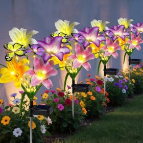 Solar Christmas Tree Outdoor Decor, Waterproof Solar Xmas Decorations Garden Stake Lights (Color: 4 pcs Lilies)
