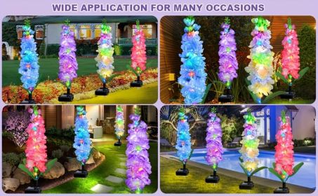 Solar Powered Hyacinth Flower Light, Solar Garden Patio Yard Decor, Color-Changing, Waterproof, Energy-Efficient, and Durable Outdoor Decoration (Quantity: 8PCS)