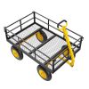 1200 Lbs Steel Garden Cart, Heavy Duty Pullable Garden Wagon Yard Cart, 2 in 1 Outdoor Metal Utility Wagon Yard Trailer with 13" All Terrain Tires