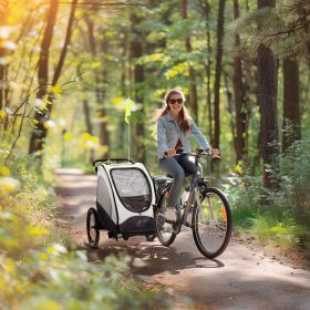 Child Bike Trailer 3 In1 Foldable Baby Trailer Transport Carrier with Shock Absorber System Rubber Tires Adjustable Handlebar (Color: General)