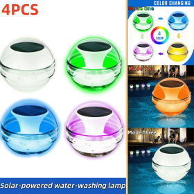 Outdoor Solar Rechargeable Floating Pool Lights,Pool Lights That Float with Solar Charging Panel,IPX7 Waterproof for Inground Pool, Bathroom, Bathtub (Quantities: 4 PCS)