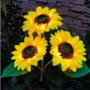2 Pack Flashing Outdoor Solar Garden Stake Lights,Upgraded LED Solar Powered Light with 3 Heads Sunflower