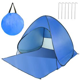 Pop Up Beach Tent Sun Shade Shelter Anti-UV Automatic Waterproof Tent Canopy for 2/3 Man w/ Net Window Storage Bag for Outdoor Beach Camping Fishing P (Color: Blue, size: One size)