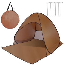 Pop Up Beach Tent Sun Shade Shelter Anti-UV Automatic Waterproof Tent Canopy for 2/3 Man w/ Net Window Storage Bag for Outdoor Beach Camping Fishing P (Color: Coffee, size: One size)