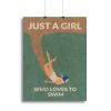 Just a Girl Who Loves To Swim green Canvas Print or Poster
