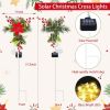 4 Pcs Solar Christmas Tree Pink, Outdoor Christmas Decorations, 80 LED Waterproof Solar Christmas Lights