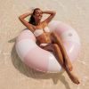 Giant Vintage Stripe Inflatable Tube Pool Float with Cup Holder 48" Large Pool Float for Adults Inner Tube Swimming Pool Toys Swim Rings Pool Lounger