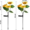 2 Pack Flashing Outdoor Solar Garden Stake Lights,Upgraded LED Solar Powered Light with 3 Heads Sunflower