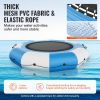 Inflatable Water Bouncer, 10ft Recreational Water Trampoline, Portable Bounce Swim Platform with 3-Step Ladder & Electric Air Pump