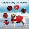 Dog Life Jacket, High Flotation Dog Life Vest for Swimming Boating, Adjustable Small Medium Large Dogs Swim Vest with Rescue Handle and Pocket