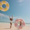 Giant Vintage Stripe Inflatable Tube Pool Float with Cup Holder 48" | Large Pool Float for Adults | Inner Tube Swimming Pool Toys Swim Rings | Pool Lo