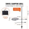 Swivel Campfire Grill, Fire Pit Grill Grate over Fire Pits, Heavy Duty Steel Grill Grates, 360° Adjustable Open Fire Outdoor Cooking Equipment