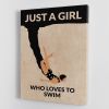 Just a Girl Who Loves To Swim black Canvas Print or Poster