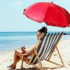 2 Pcs Automatic Chair Umbrella with Universal Clamp 44" UPF 50+ Portable Clamp on Beach Chair Adjustable Wheelchair Umbrella for Outdoor Patio Parasol