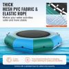 Inflatable Water Bouncer, 10ft Recreational Water Trampoline, Portable Bounce Swim Platform with 3-Step Ladder & Electric Air Pump
