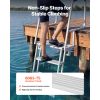 Flip-Up Dock Ladder, 4-Step, Heavy-Duty Aluminum Alloy Pontoon Boat Swim Ladder, with Non-Slip Wide Steps, 350 lbs Weight Capacity, Pull Rope Assist