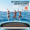 Inflatable Water Bouncer, 12ft Recreational Water Trampoline, Portable Bounce Swim Platform with 3-Step Ladder & Electric Air Pump