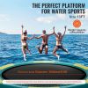 Inflatable Water Bouncer, 13ft Recreational Water Trampoline, Portable Bounce Swim Platform with 3-Step Ladder & Electric Air Pump