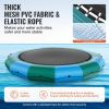 Inflatable Water Bouncer, 15ft Recreational Water Trampoline, Portable Bounce Swim Platform with 3-Step Ladder & Electric Air Pump