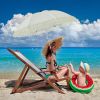 2 Pcs Automatic Chair Umbrella with Universal Clamp 44" UPF 50+ Portable Clamp on Beach Chair Adjustable Wheelchair Umbrella for Outdoor Patio Parasol
