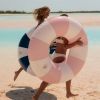 Giant Vintage Stripe Inflatable Tube Pool Float with Cup Holder 48" Large Pool Float for Adults Inner Tube Swimming Pool Toys Swim Rings Pool Lounger