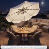 10 Ft Solar Powered Patio Umbrella with 24 LED Lights, Beige Outdoor Market Umbrella
