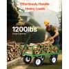 1200 Lbs Steel Garden Cart, Heavy Duty Pullable Garden Wagon Yard Cart, 2 in 1 Outdoor Metal Utility Wagon Yard Trailer with 13" All Terrain Tires