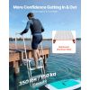Flip-Up Dock Ladder, 4-Step, Heavy-Duty Aluminum Alloy Pontoon Boat Swim Ladder, with Non-Slip Wide Steps, 350 lbs Weight Capacity, Pull Rope Assist