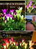 Solar Garden Lights, 2 Pack LED Lily Garden Decor Carefree Solar Flowers Outdoor Waterproof, Yard Decorations Outdoor