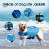 Dog Life Jacket, High Flotation Dog Life Vest for Swimming Boating, Adjustable Small Medium Large Dogs Swim Vest with Rescue Handle and Pocket