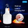 Camping Lantern, 2 Pack Rechargeable LED Tent Lamp Lights Bulb Portable Hanging 3 Lighting Modes 90W with Clip Hook for Camping, Hiking, Fishing