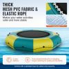 Inflatable Water Bouncer, 10ft Recreational Water Trampoline, Portable Bounce Swim Platform with 3-Step Ladder & Electric Air Pump