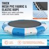 Inflatable Water Bouncer, 15ft Recreational Water Trampoline, Portable Bounce Swim Platform with 3-Step Ladder & Electric Air Pump