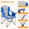 Oversized Camping Folding Chair, Heavy Duty Padded Chair with Cup Holder Storage and Cooler Bag, 5000 LBS Steel Frame, Portable for Outdoor