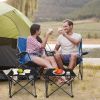 1Pc/2Pcs Options -- Foldable Camping Table Portable Picnic Table Lightweight Travel Desk with 2 Cup Holders Carrying Bag