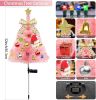 4 Pcs Solar Christmas Tree Pink, Outdoor Christmas Decorations, 80 LED Waterproof Solar Christmas Lights