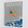 Just a Guy Who Loves To Swim green Canvas Print or Poster