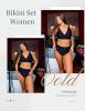 Bikini Set for Women Ruched High Waisted Two Piece Swimsuit Twist Front Cut Out Adjustable Straps Bathing Suit