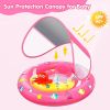 Baby Pool Float with Canopy, Inflatable Baby Swim Float with UPF50+ Sun Protection