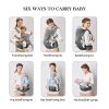 Baby Carrier with Hip Seat, Baby Carrier Newborn to Toddler up to 44lbs, 6-in-1 Ways to Carry, All Seasons